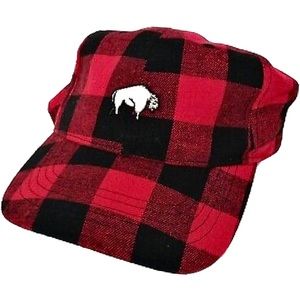 Time & Tru red & black checkered flannel style baseball hat with a Bull NWOT